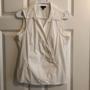 Talbots white top with collar cross over